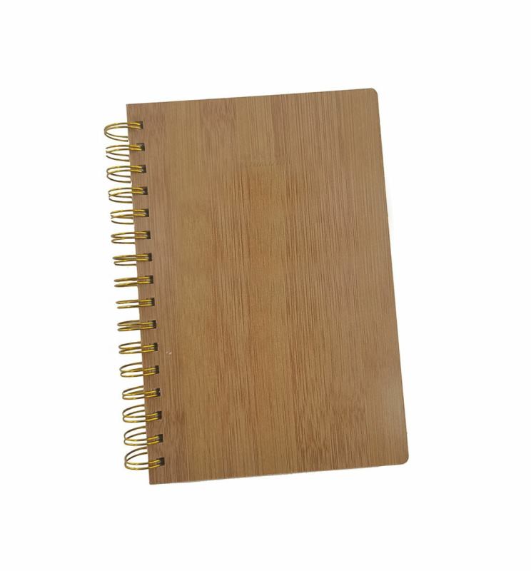 Environmental Bamboo Wood Hardcover Printing Diary Spiral Binding Exercise Book A5 Notebook 2022 Custom Planner