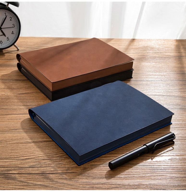 Colored paper edge notebook A5 custom Logo PU leather cover business student note book diary with bookmark belt