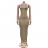 GY497- European and American fashion women's solid color hot drill sleeveless dress