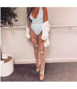 High quality fashion party club sexy diamond fishnet mesh leggings women's pants & trousers