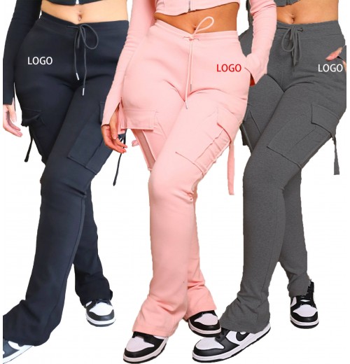 Custom Winter Casual Streetwear Women Velvet Cargo Pants Women Clothing Multi Pockets Joggers Legging Women'S Pants & Trousers