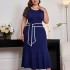 Summer Fashion retro niche slim fit temperament color matching Women's Midi Split Dress