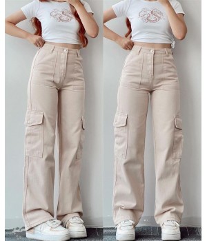 Wholesale cargo pants ladies casual trouser woman clothes pants women high waisted trousers with pocket