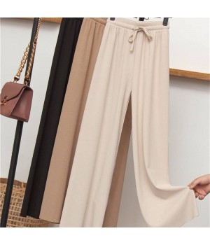 Hot sale ice silk wide-leg pants women's spring and summer new high-waist drape casual loose straight trousers