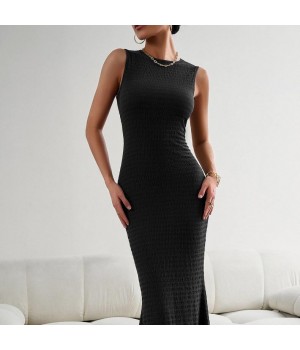 New Fashion Vintage Sleeveless Slim Vest Knitted Sexy Modest Evening Women's Clothing Dress