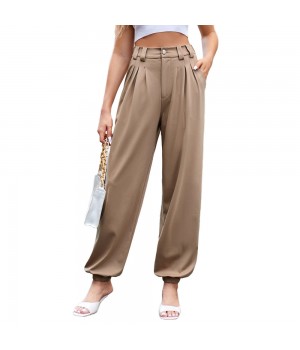 Wholesale New Casual High Waist Trousers Women Solid Pocketed Loose Joggers Pants