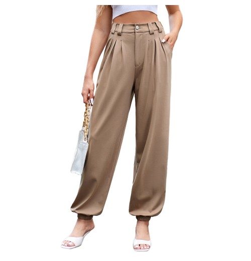 Wholesale New Casual High Waist Trousers Women Solid Pocketed Loose Joggers Pants